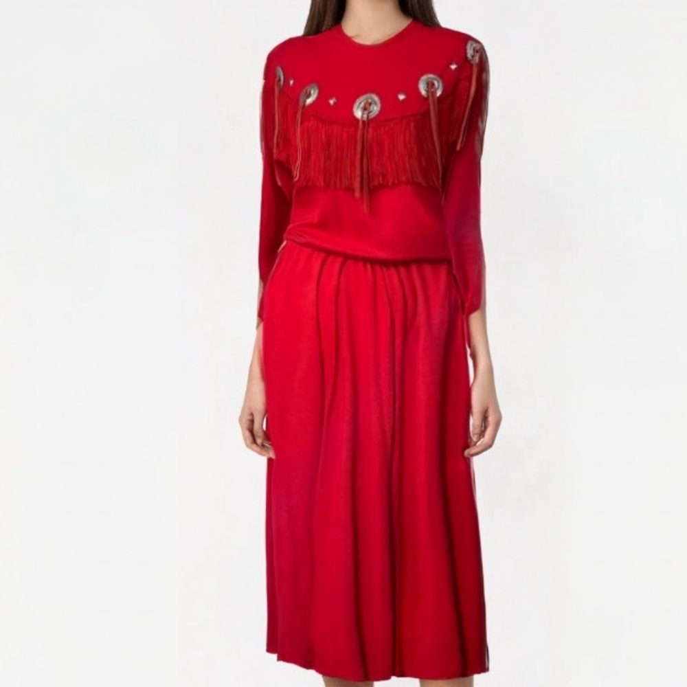 Cameo Rose Rare Vintage Silver Tone Poncho Studded Dolly Fringed Western Dress